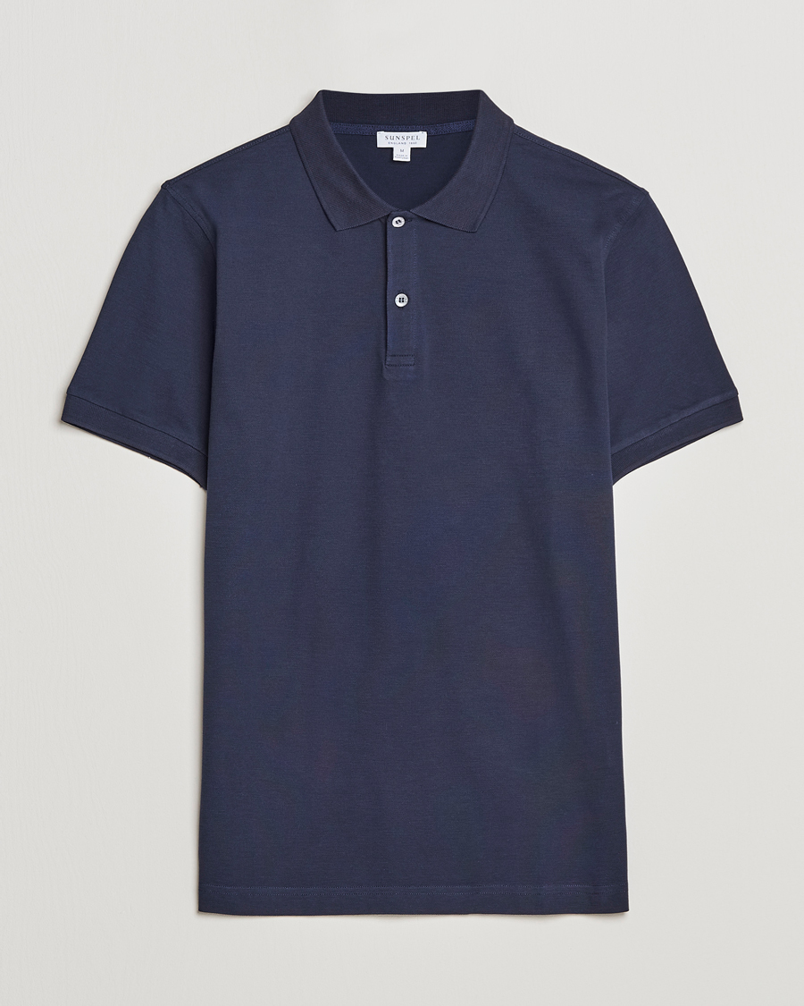 Heren | Polo's | Sunspel | Short Sleeve Pique Polo Navy