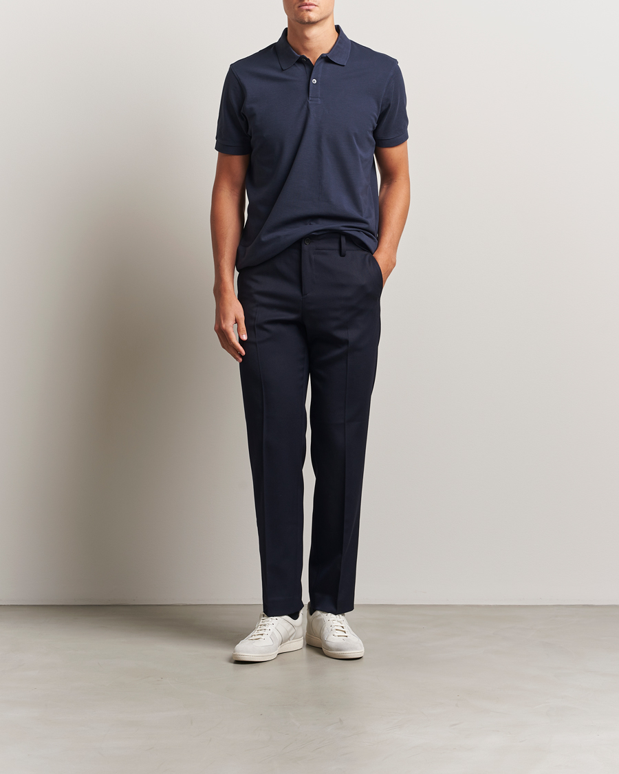 Heren | Polo's | Sunspel | Short Sleeve Pique Polo Navy