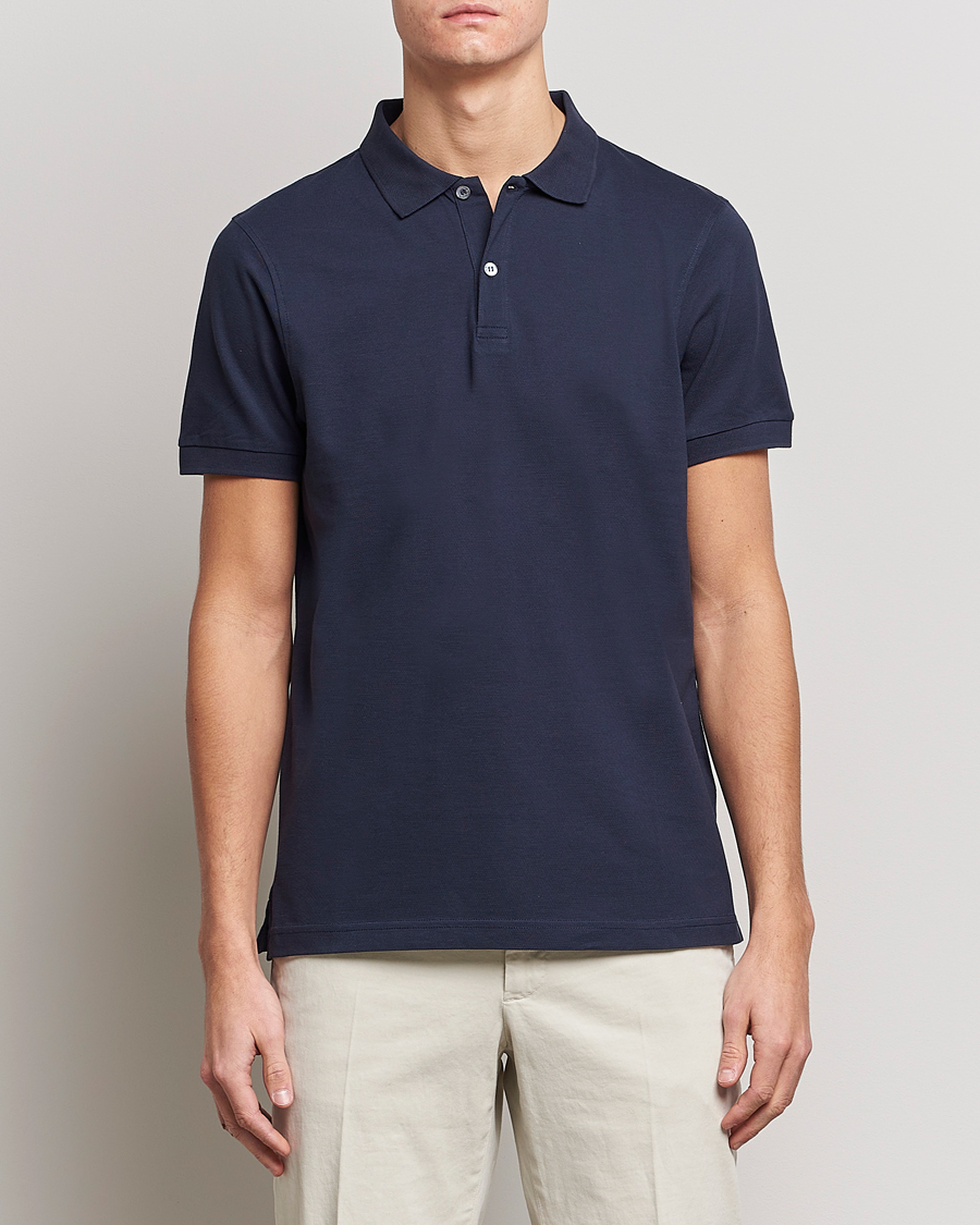 Heren |  | Sunspel | Short Sleeve Pique Polo Navy