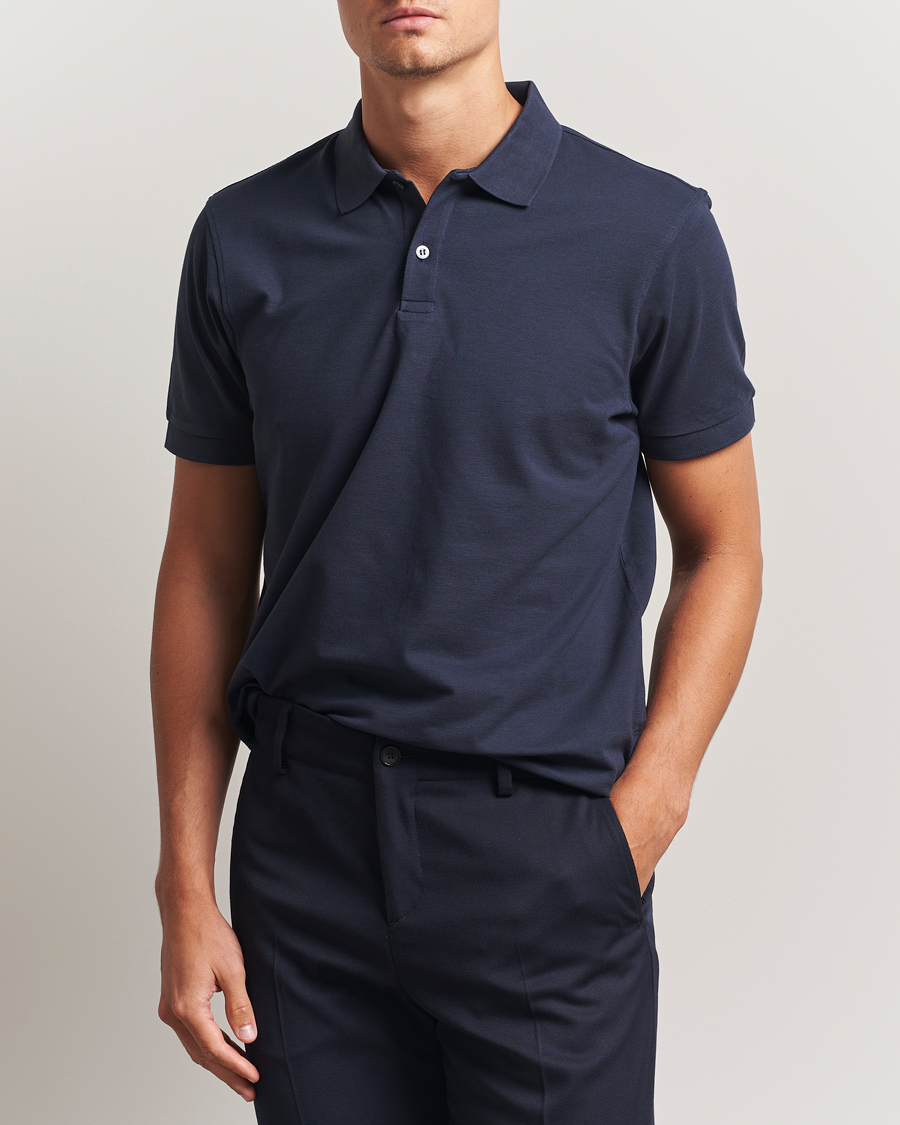 Heren | Polo's | Sunspel | Short Sleeve Pique Polo Navy