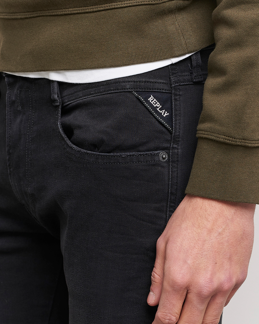 Heren | Jeans | Replay | Anbass Hyperflex Re-Used Jeans Washed Black