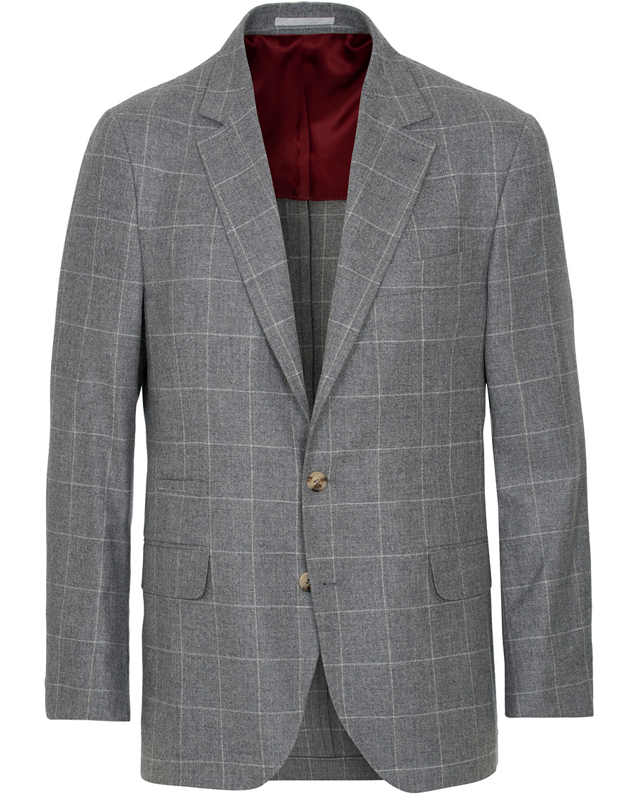 Heren | Blazers | Brunello Cucinelli | Windowpane Check Blazer Light Grey
