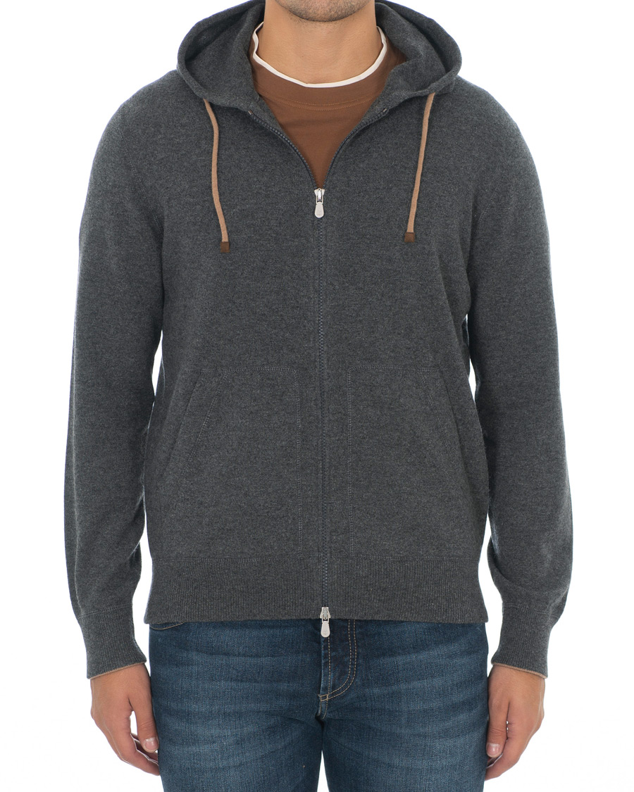 Heren | Truien | Brunello Cucinelli | Cashmere Zip Hoodie Dark Grey
