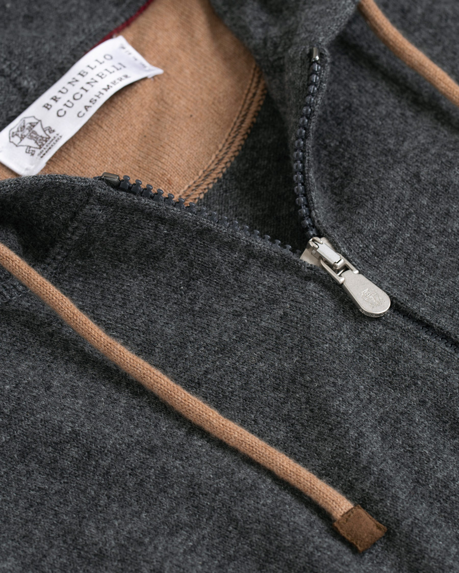Heren | Truien | Brunello Cucinelli | Cashmere Zip Hoodie Dark Grey