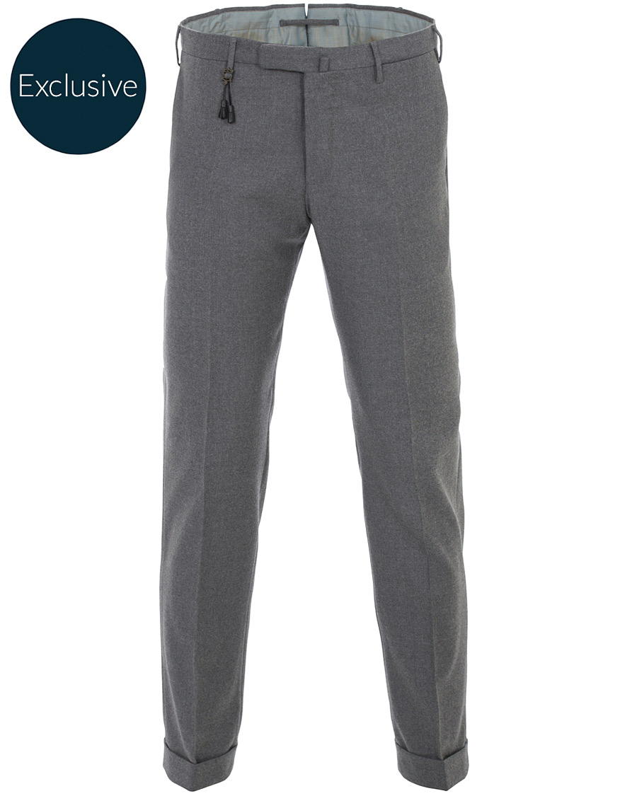 Heren | Broeken | Incotex | Slim Fit Flannel Trousers Light Grey