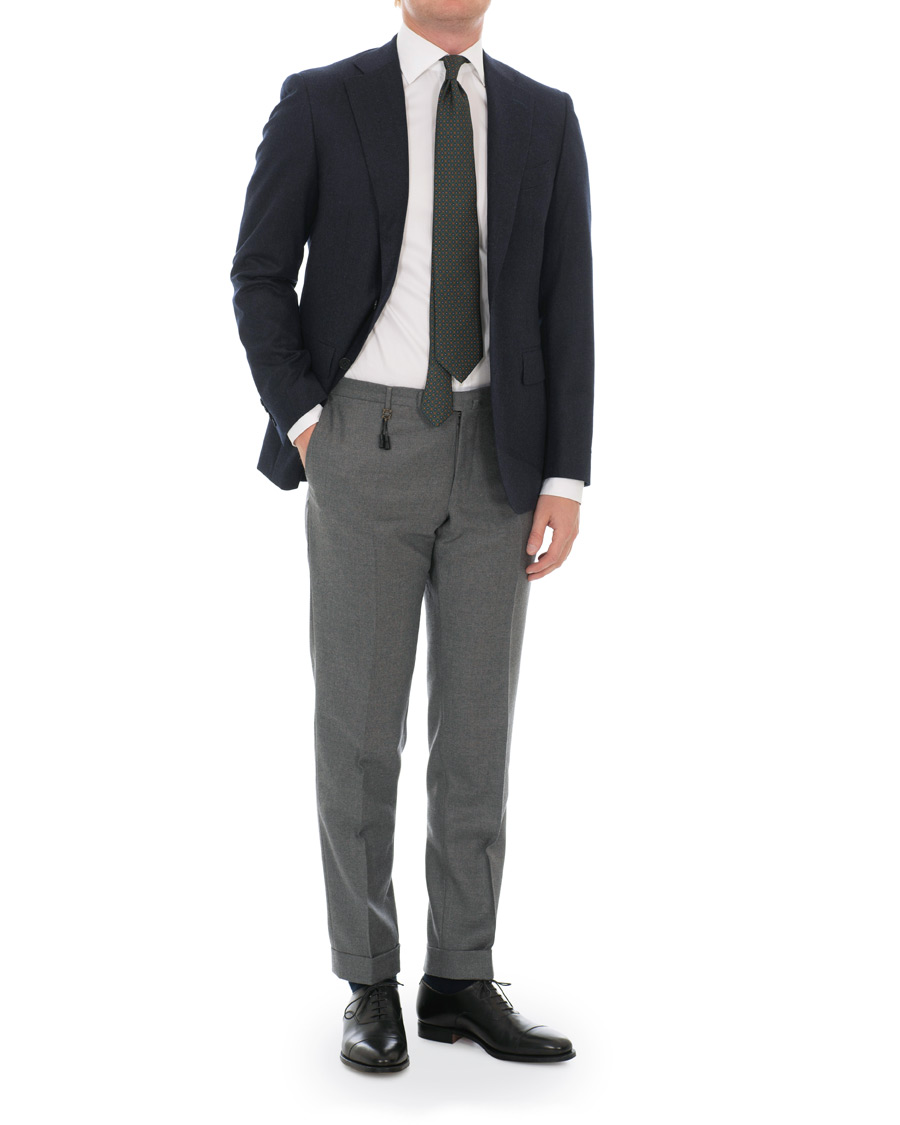 Heren | Broeken | Incotex | Slim Fit Flannel Trousers Light Grey