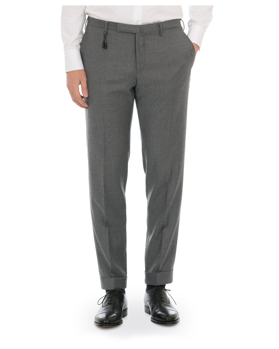 Heren | Broeken | Incotex | Slim Fit Flannel Trousers Light Grey