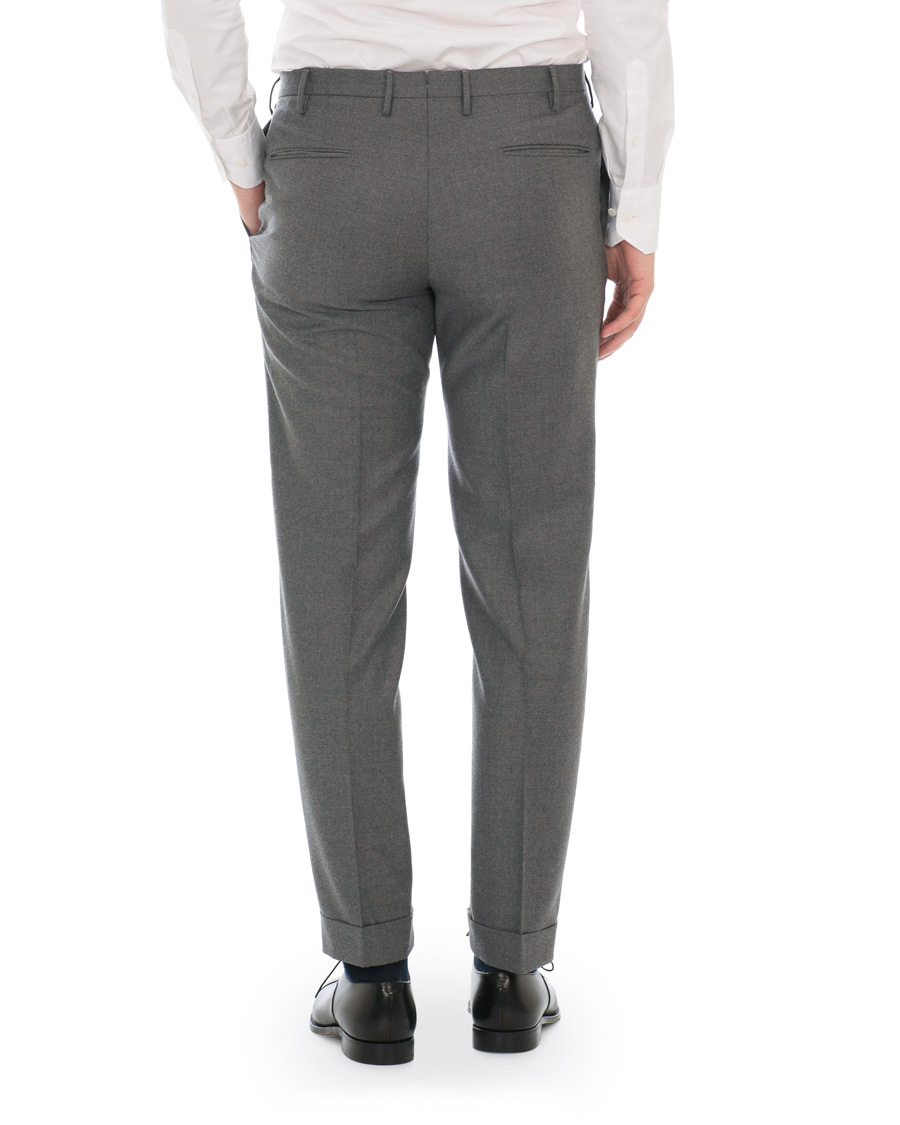 Heren | Broeken | Incotex | Slim Fit Flannel Trousers Light Grey