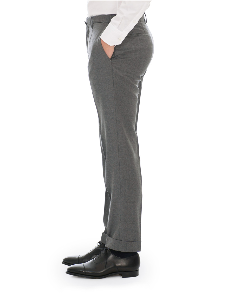 Heren | Broeken | Incotex | Slim Fit Flannel Trousers Light Grey