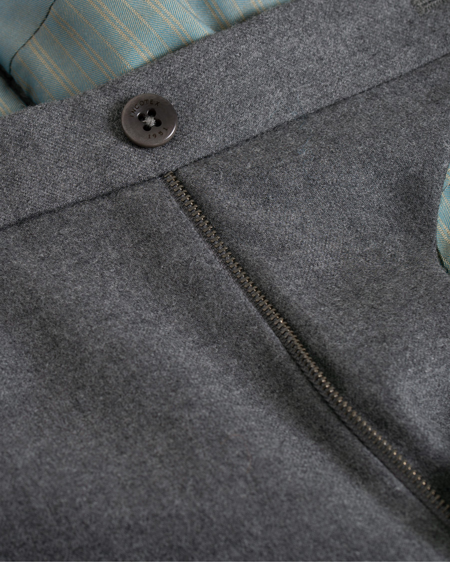 Heren | Broeken | Incotex | Slim Fit Flannel Trousers Light Grey