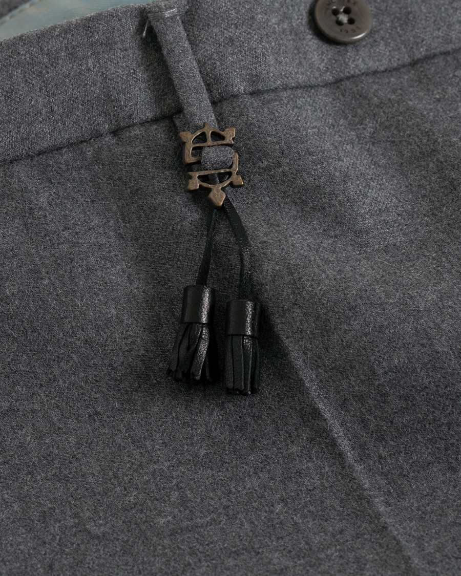 Heren | Broeken | Incotex | Slim Fit Flannel Trousers Light Grey
