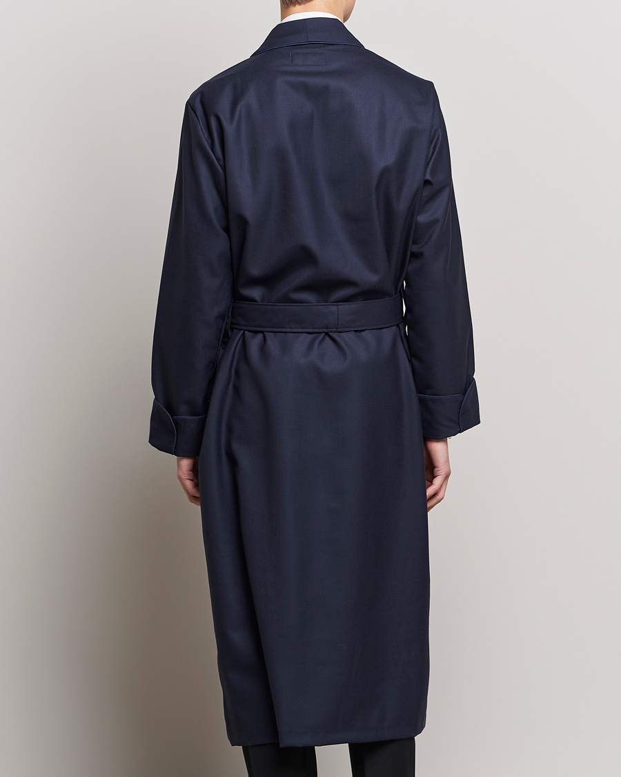 Heren | Pyjama's en gewaden | Derek Rose | Pure Wool Dressing Gown Navy