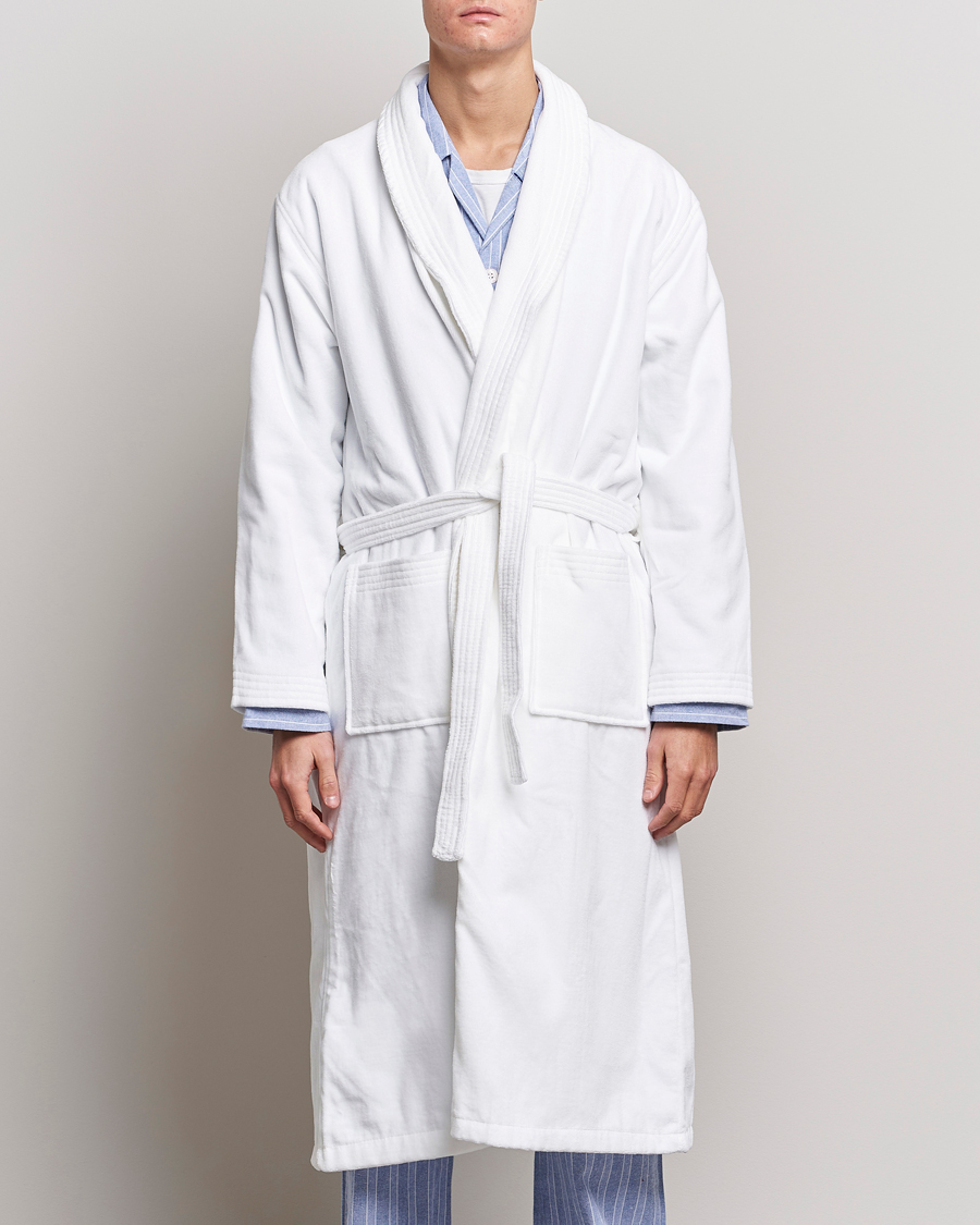 Heren | Loungewear | Derek Rose | Cotton Velour Gown White