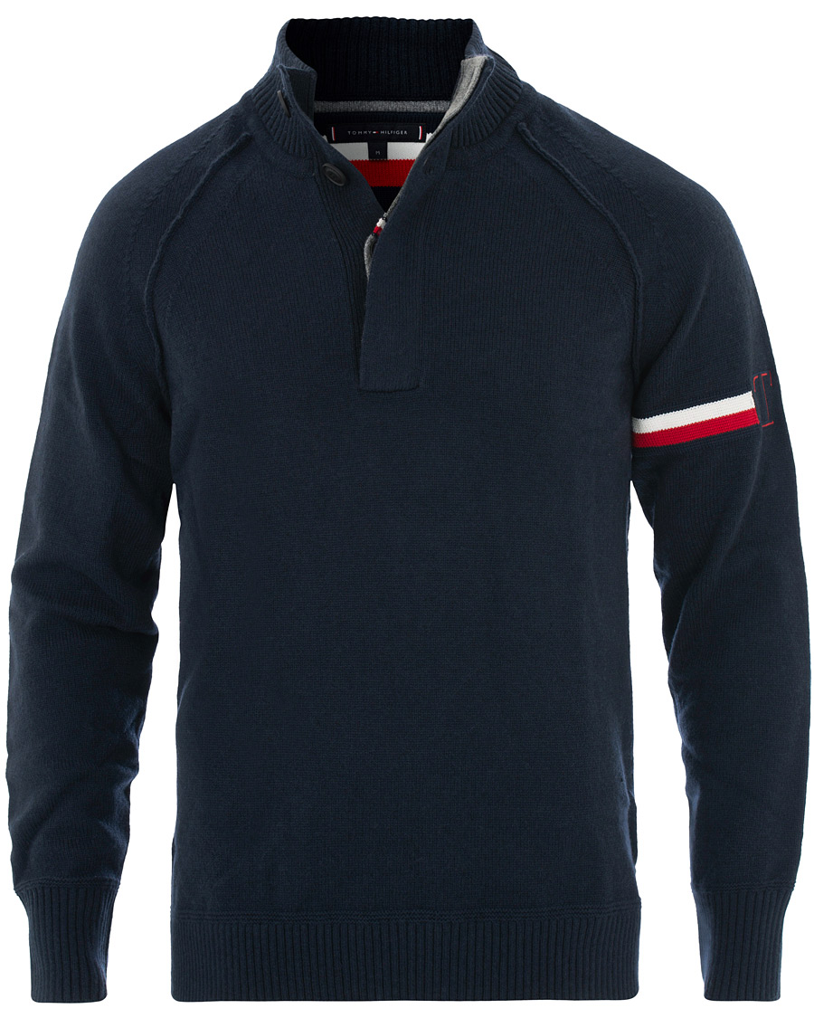 Heren | Truien | Tommy Hilfiger | Monogram Button Mock Neck Sky Captain