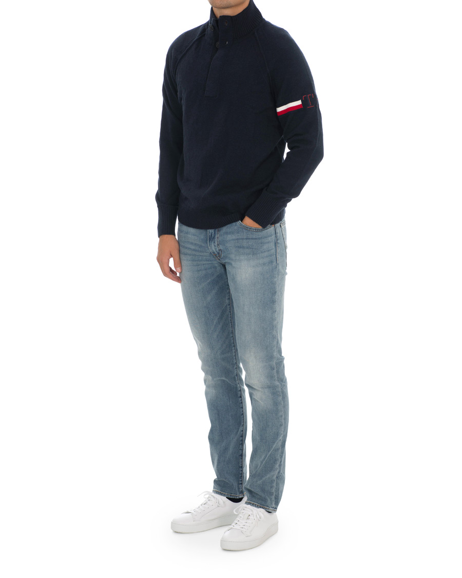 Heren | Truien | Tommy Hilfiger | Monogram Button Mock Neck Sky Captain