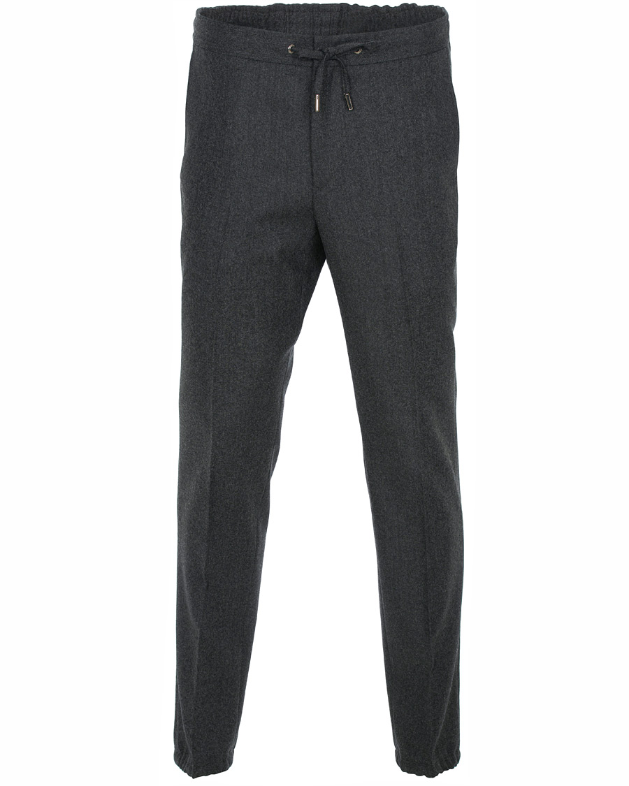 Heren | Broeken | Z Zegna | Slim Fit Drawstring Flannel Trousers Charcoal