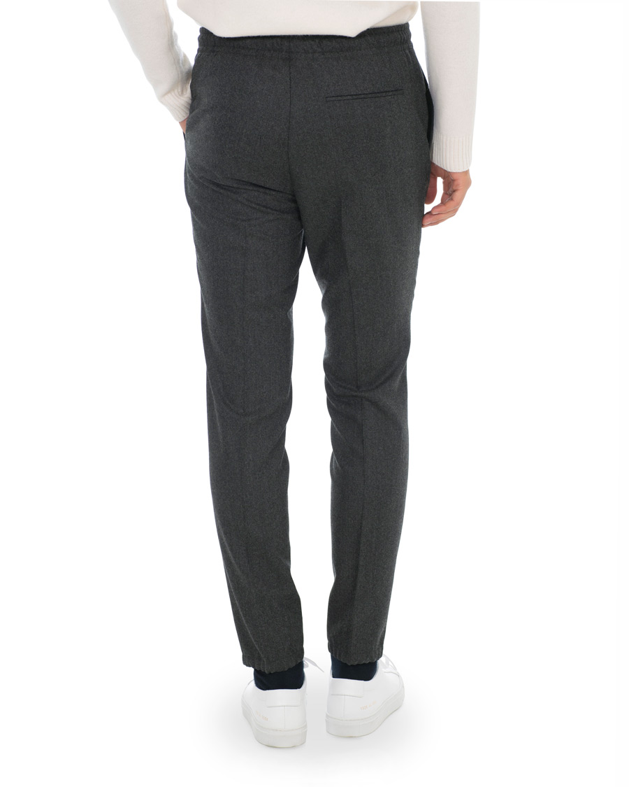 Heren | Broeken | Z Zegna | Slim Fit Drawstring Flannel Trousers Charcoal