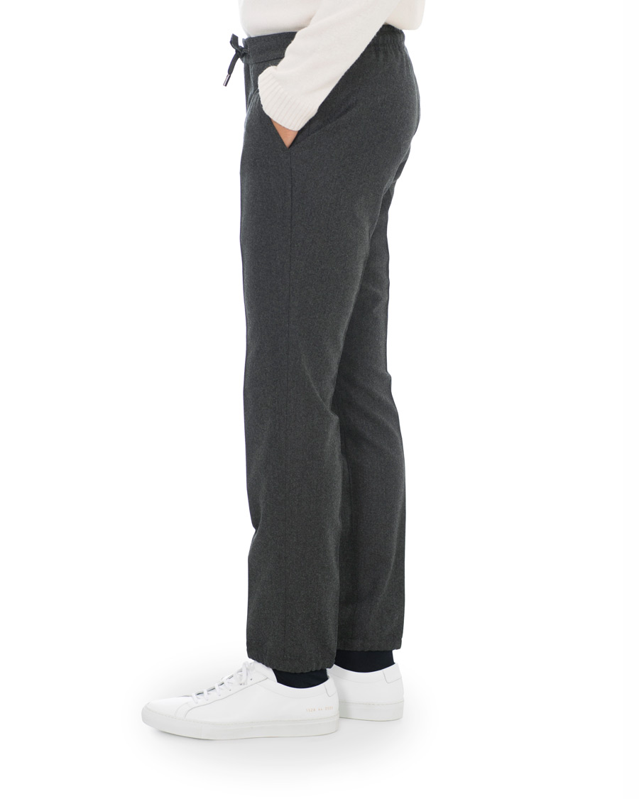 Heren | Broeken | Z Zegna | Slim Fit Drawstring Flannel Trousers Charcoal