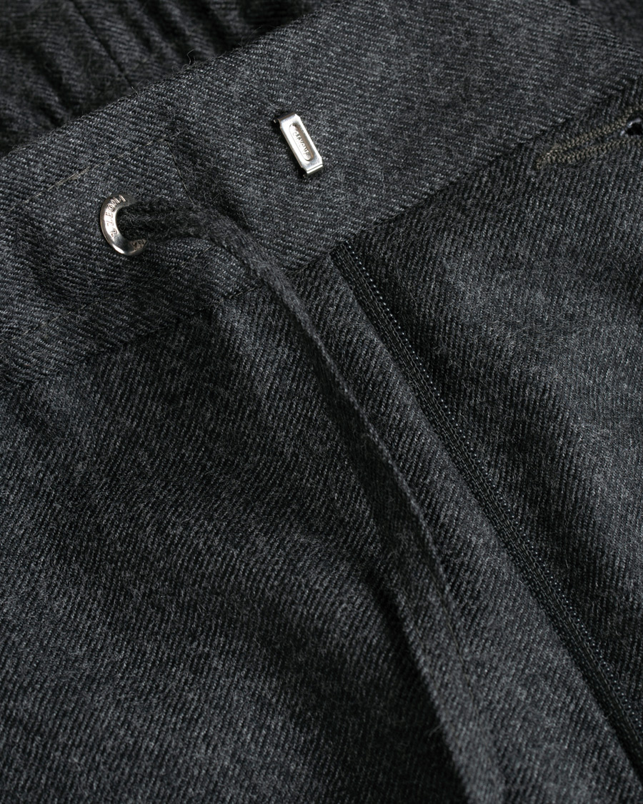 Heren | Broeken | Z Zegna | Slim Fit Drawstring Flannel Trousers Charcoal