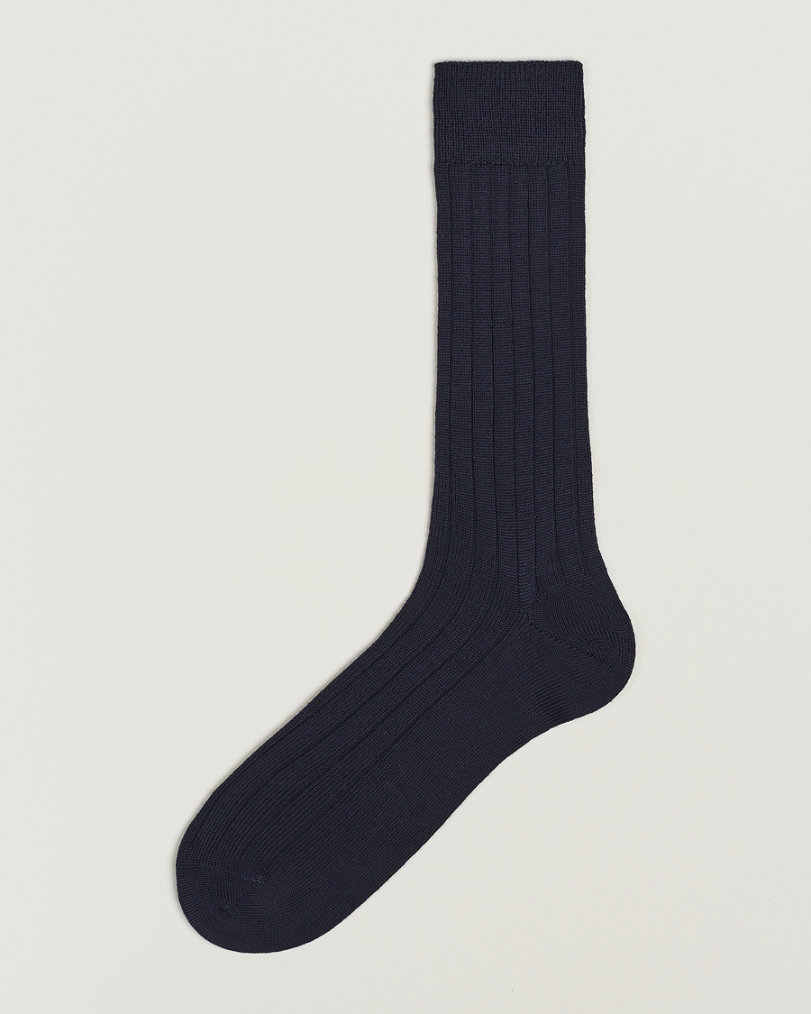 Heren |  | Bresciani | Wool/Nylon Heavy Ribbed Socks Navy