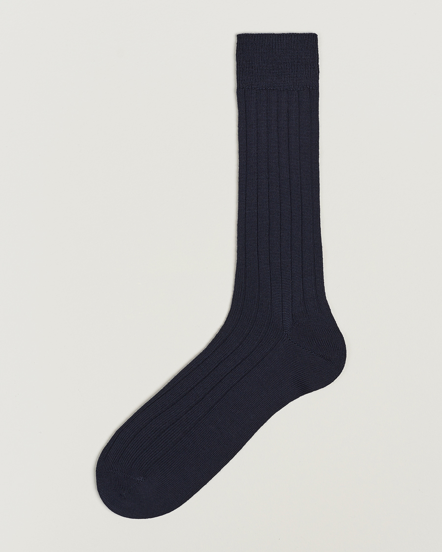 Heren | Ondergoed | Bresciani | Wool/Nylon Heavy Ribbed Socks Navy