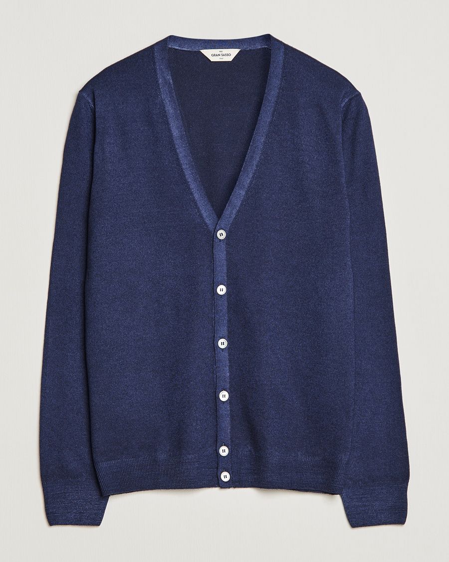 Heren | Truien | Gran Sasso | Vintage Merino Fashion Fit Cardigan Navy