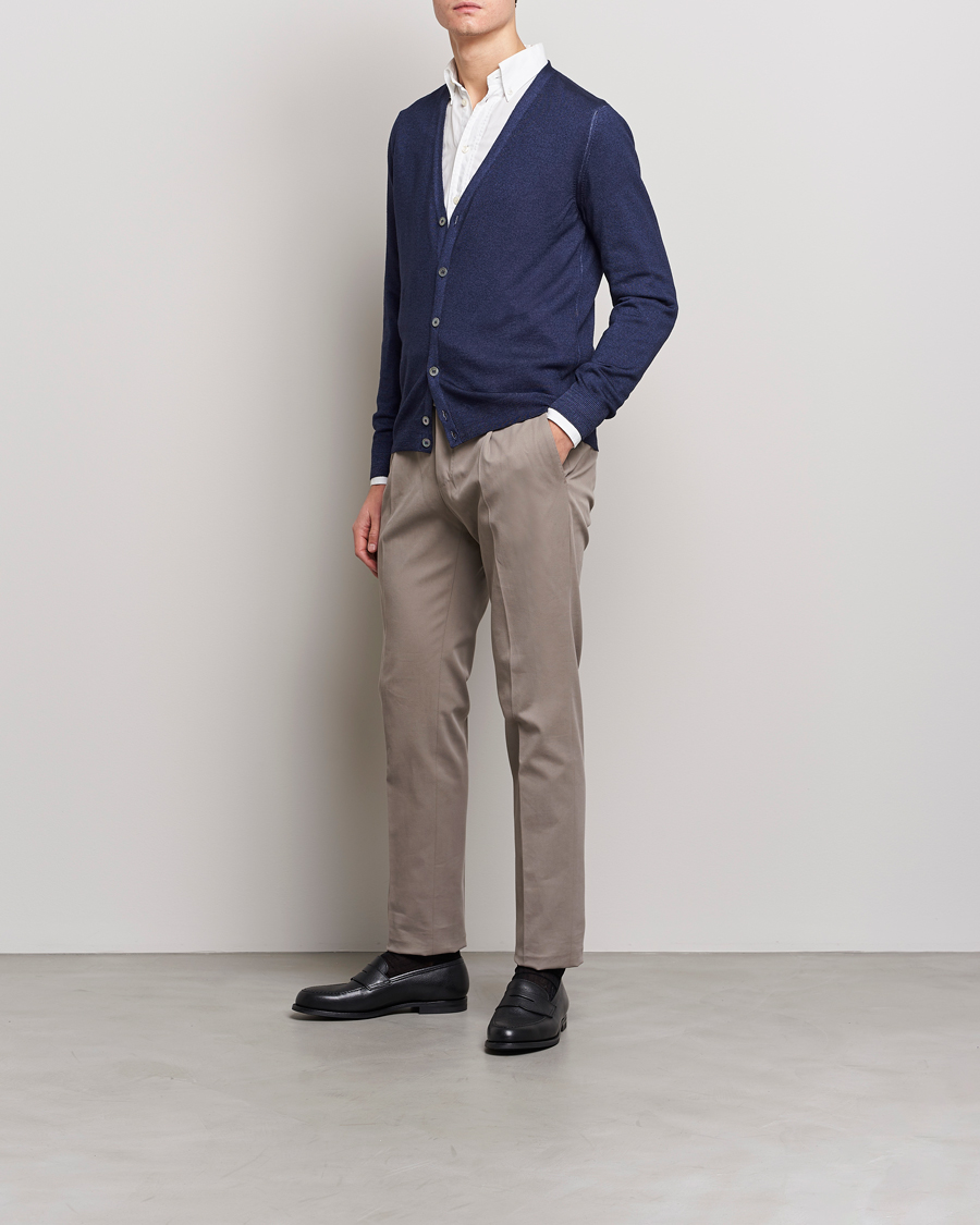 Heren | Truien | Gran Sasso | Vintage Merino Fashion Fit Cardigan Navy