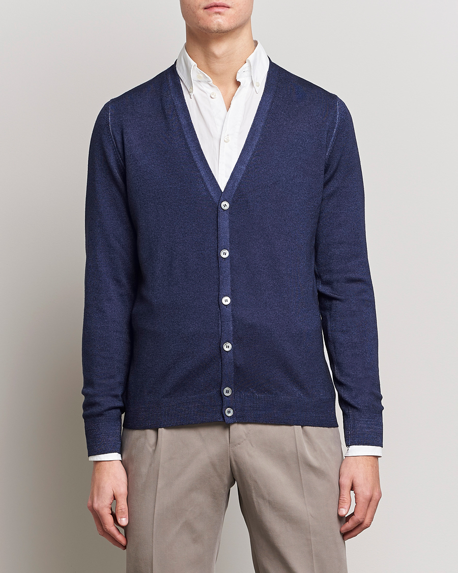 Heren | Truien | Gran Sasso | Vintage Merino Fashion Fit Cardigan Navy