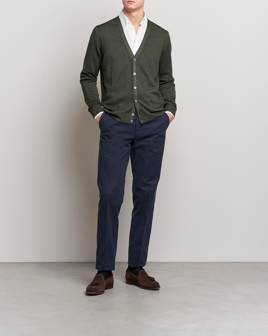 Heren | Truien | Gran Sasso | Vintage Merino Fashion Fit Cardigan Green