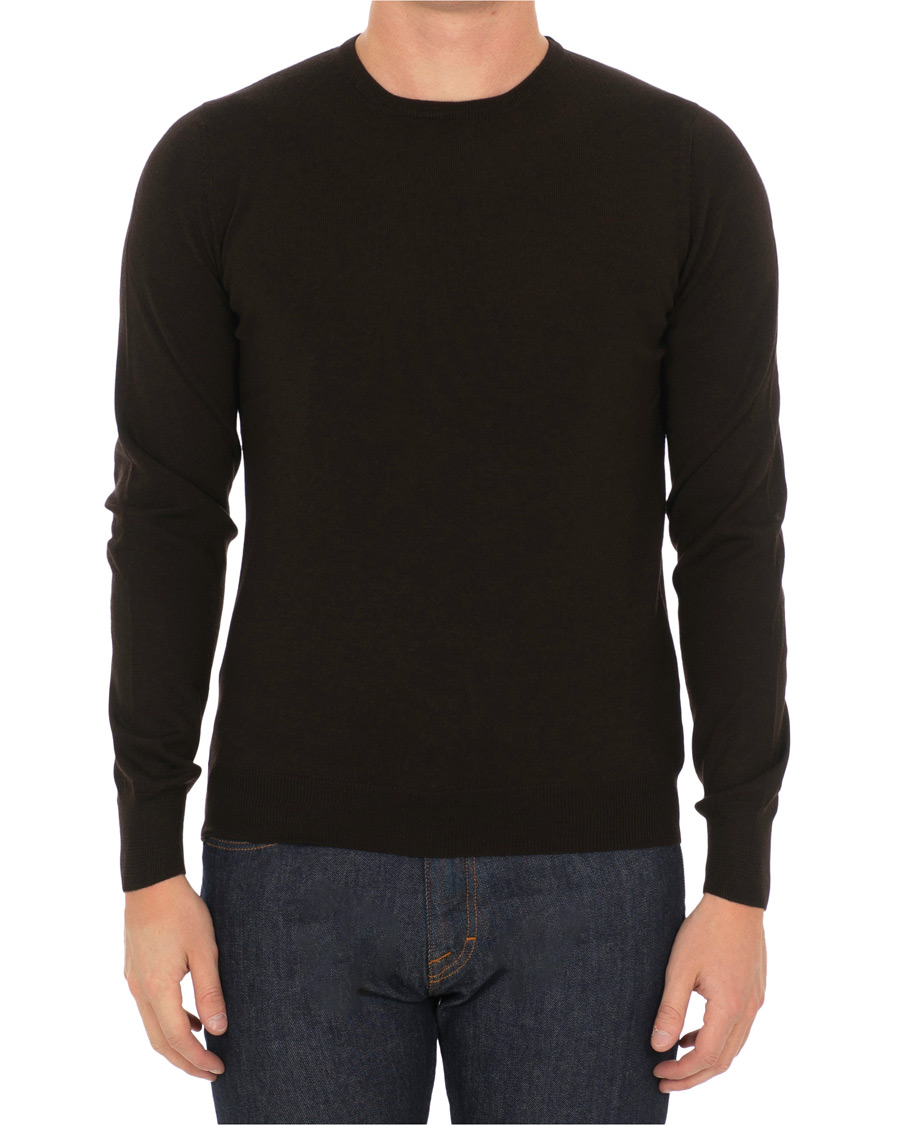 Heren | Truien | Gran Sasso | Merino Fashion Fit Crew Neck Pullover Brown