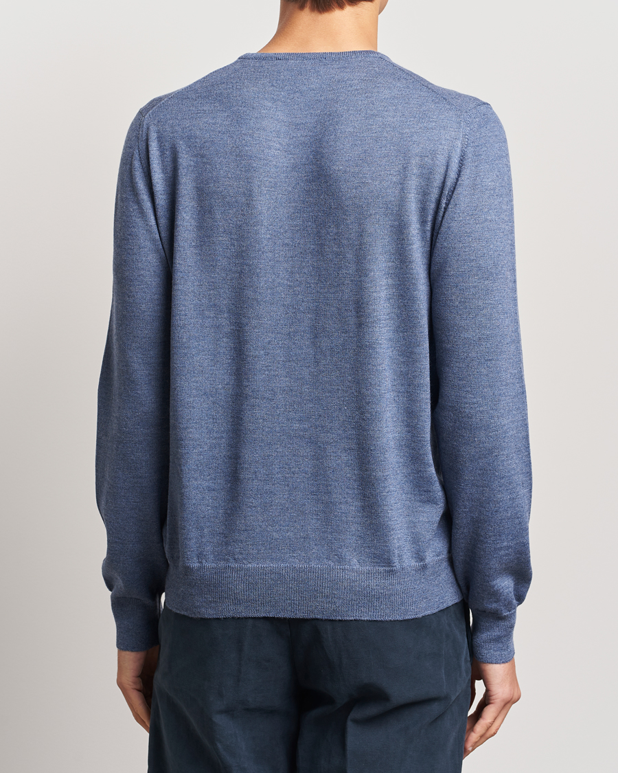 Heren | Truien | Gran Sasso | Merino Fashion Fit Crew Neck Pullover Blue Melange