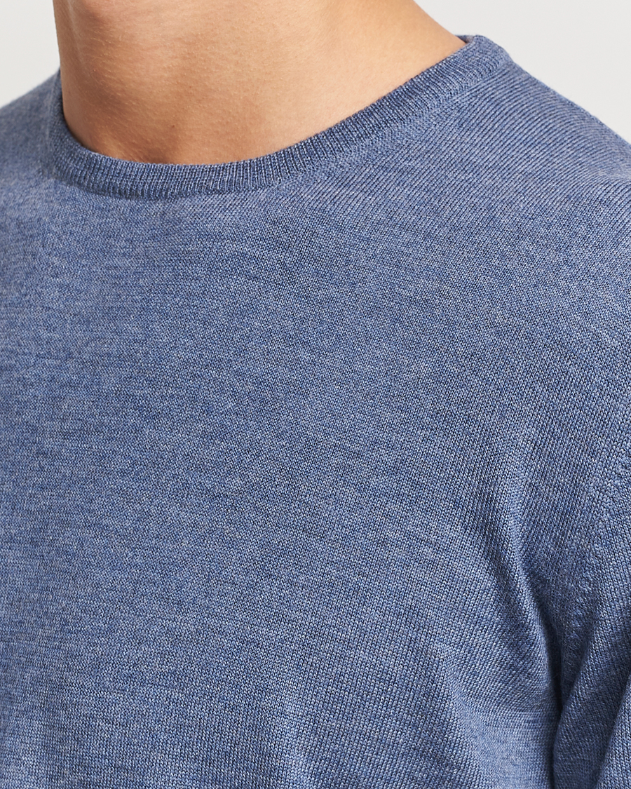 Heren | Truien | Gran Sasso | Merino Fashion Fit Crew Neck Pullover Blue Melange