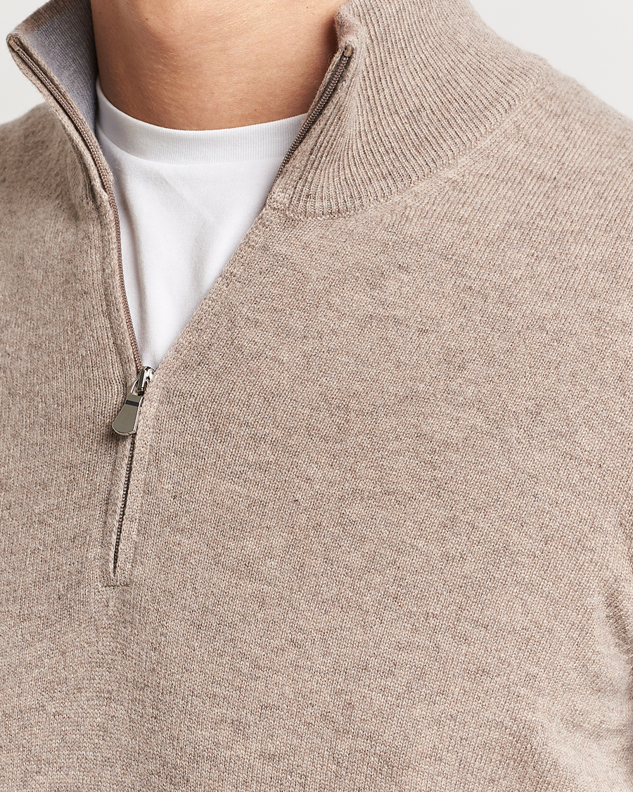 Heren | Truien | Gran Sasso | Wool/Cashmere Half Zip Beige Melange