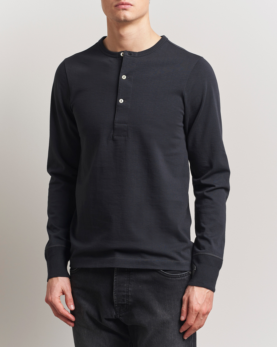 Heren | Truien | Merz b. Schwanen | Classic Organic Cotton Henley Sweater Charcoal