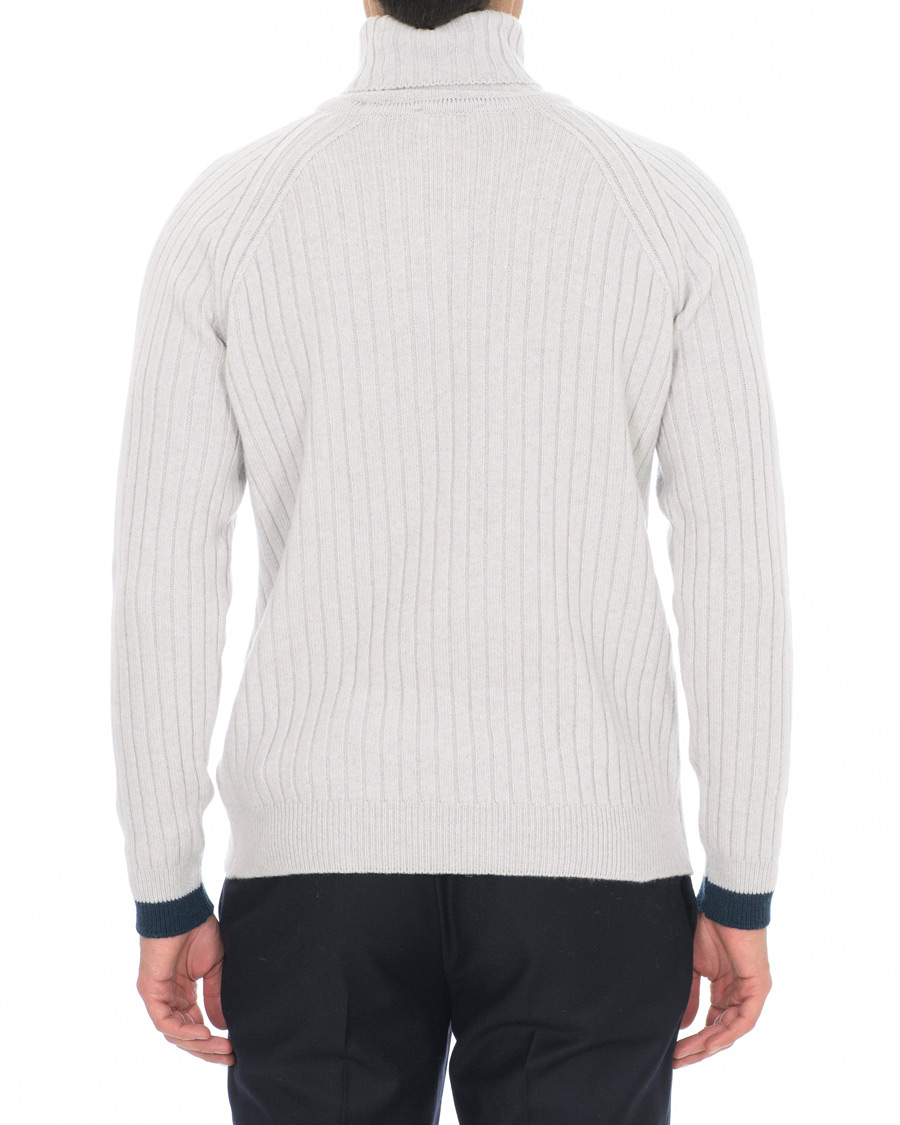 Heren | Truien | John Smedley | Roman Wool/Cashmere Ribbed Roll Neck Soft Grey