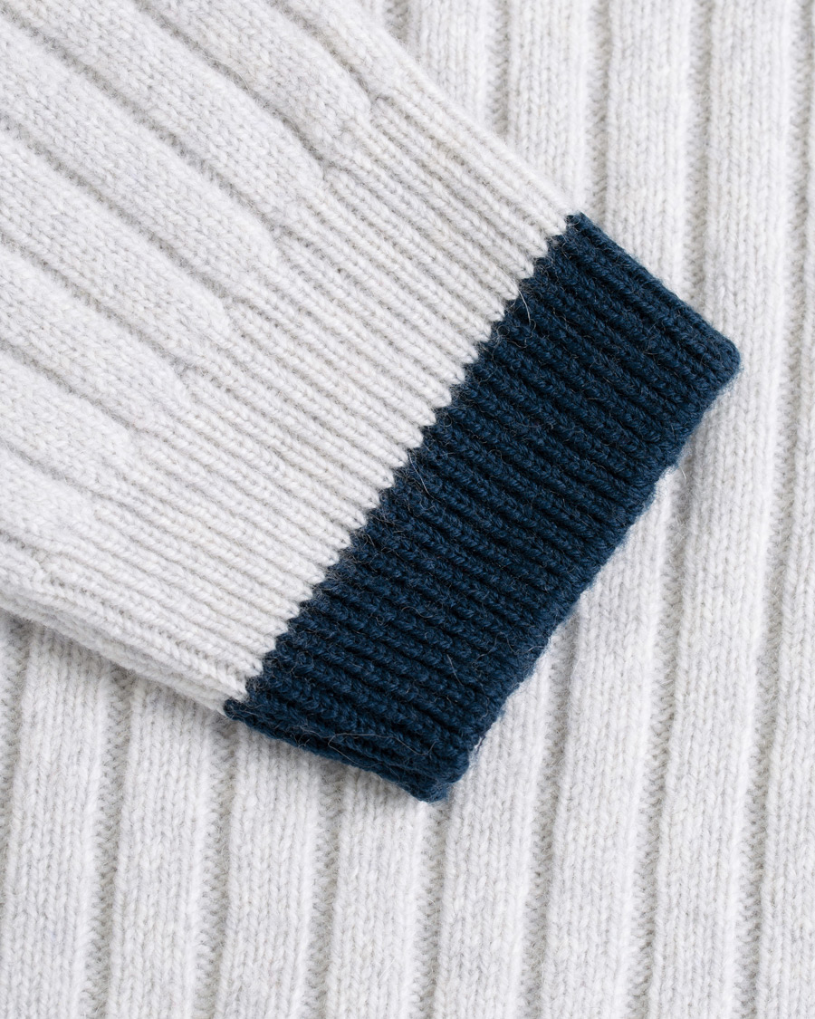 Heren | Truien | John Smedley | Roman Wool/Cashmere Ribbed Roll Neck Soft Grey
