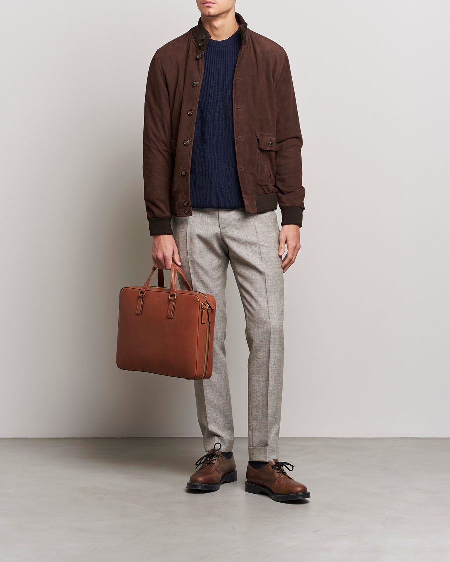 Heren | Business & Beyond | Mismo | Morris Full Grain Leather Briefcase Tabac