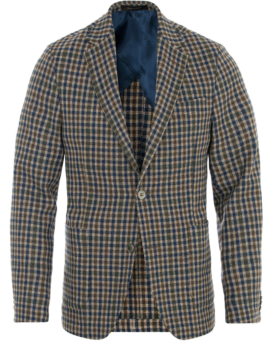Heren | Blazers | Oscar Jacobson | Einar Checked Patch Pocket Blazer Beige
