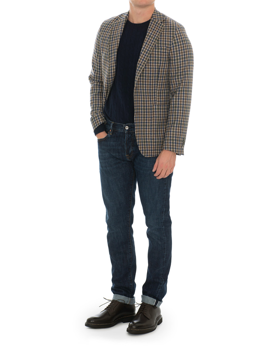 Heren | Blazers | Oscar Jacobson | Einar Checked Patch Pocket Blazer Beige