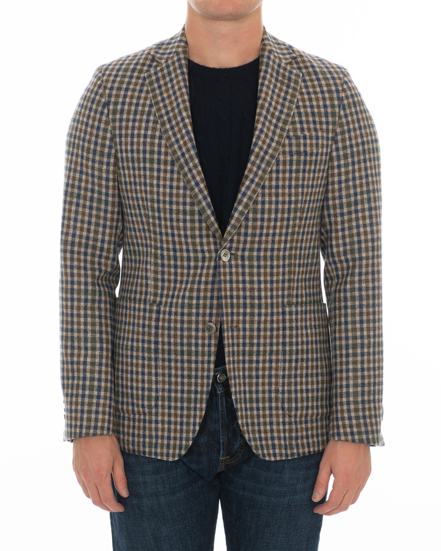 Heren | Blazers | Oscar Jacobson | Einar Checked Patch Pocket Blazer Beige