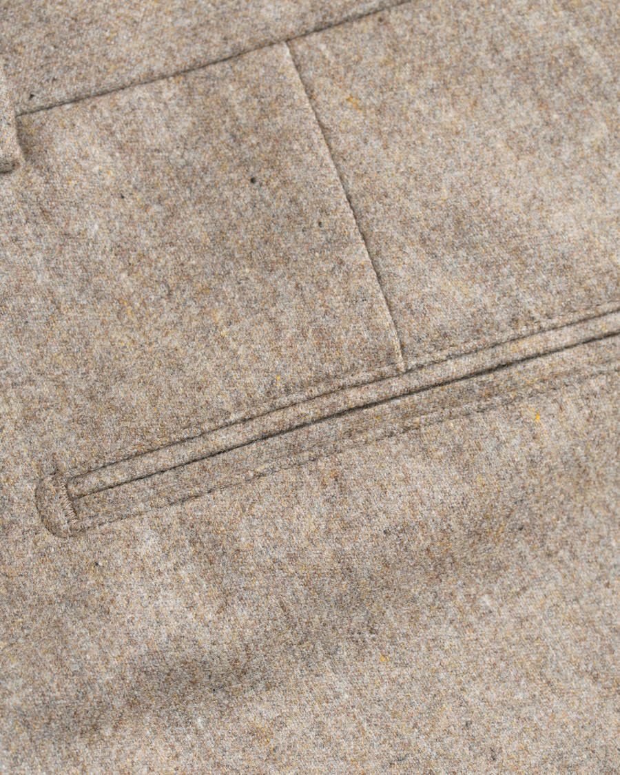 Heren | Broeken | Oscar Jacobson | Dean Turn Up Flannel Trousers Beige