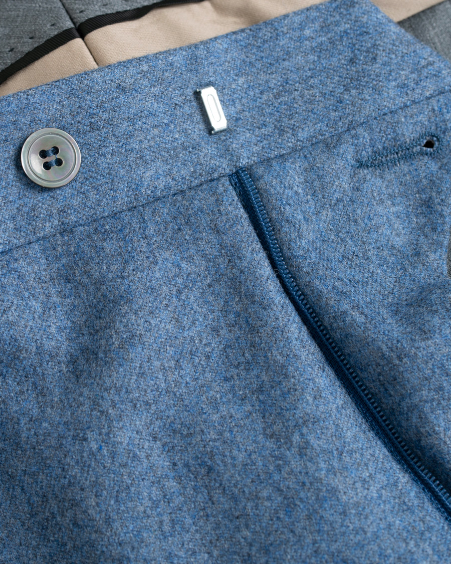 Heren | Broeken | Oscar Jacobson | Dean Turn Up Flannel Trousers Light Blue