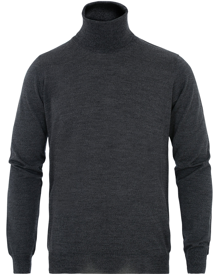 Heren | Truien | Oscar Jacobson | Cole Extra Fine Merino Rollneck Dark Grey