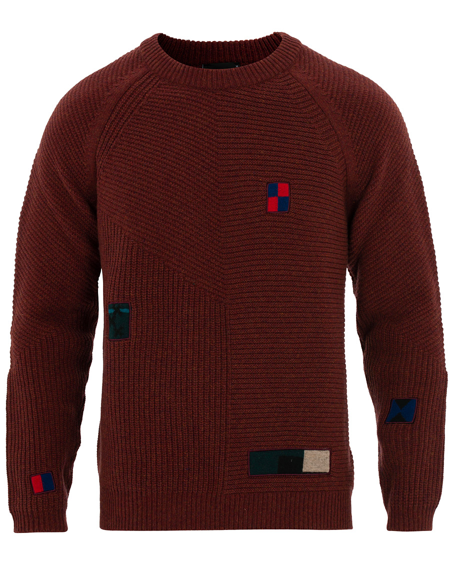 Heren | Truien | PS Paul Smith | Patchwork Knit Sweater Brick/Navy