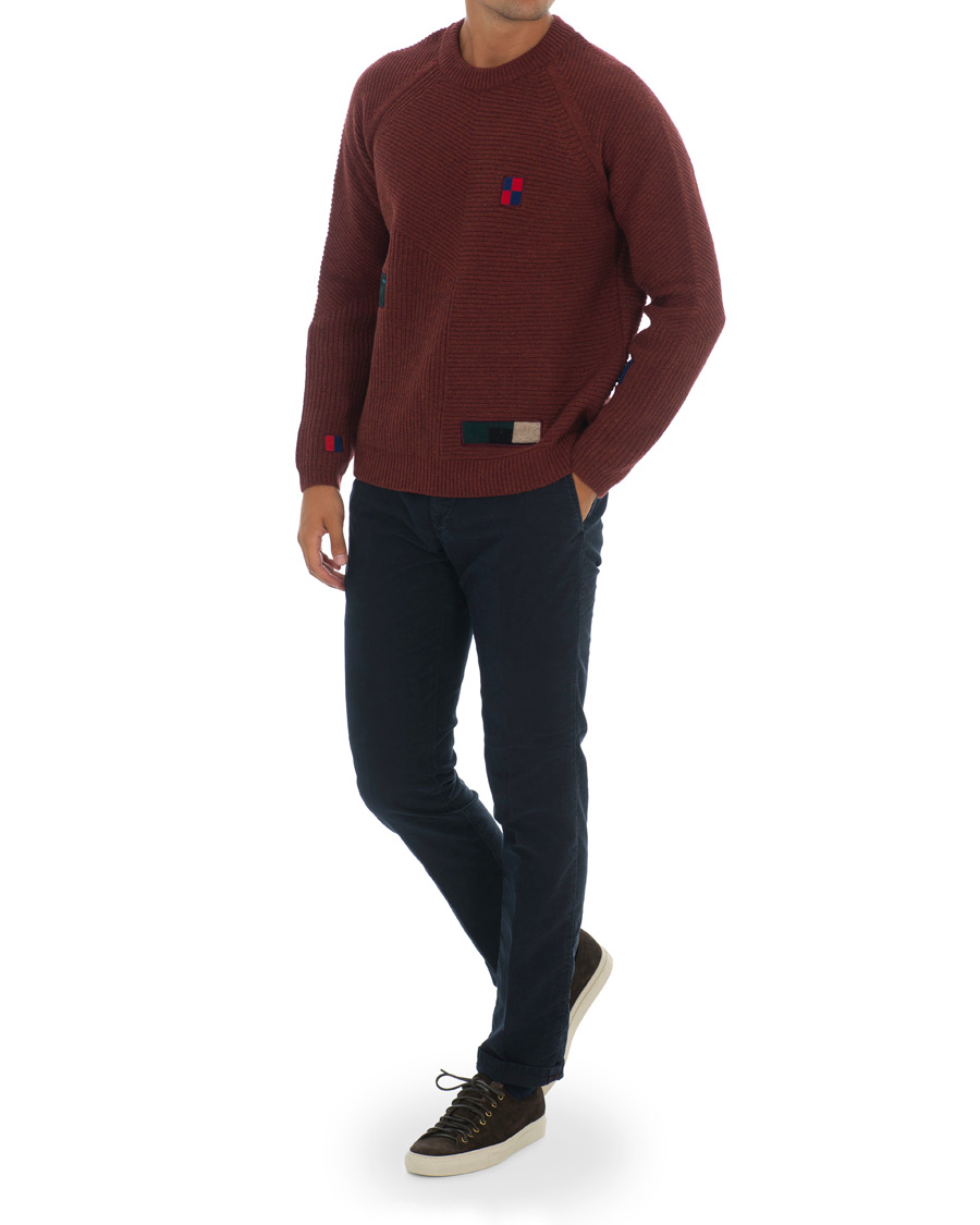 Heren | Truien | PS Paul Smith | Patchwork Knit Sweater Brick/Navy