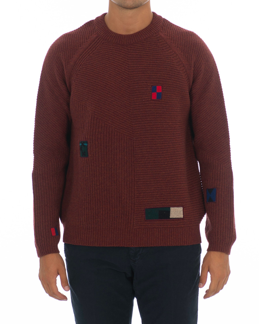 Heren | Truien | PS Paul Smith | Patchwork Knit Sweater Brick/Navy