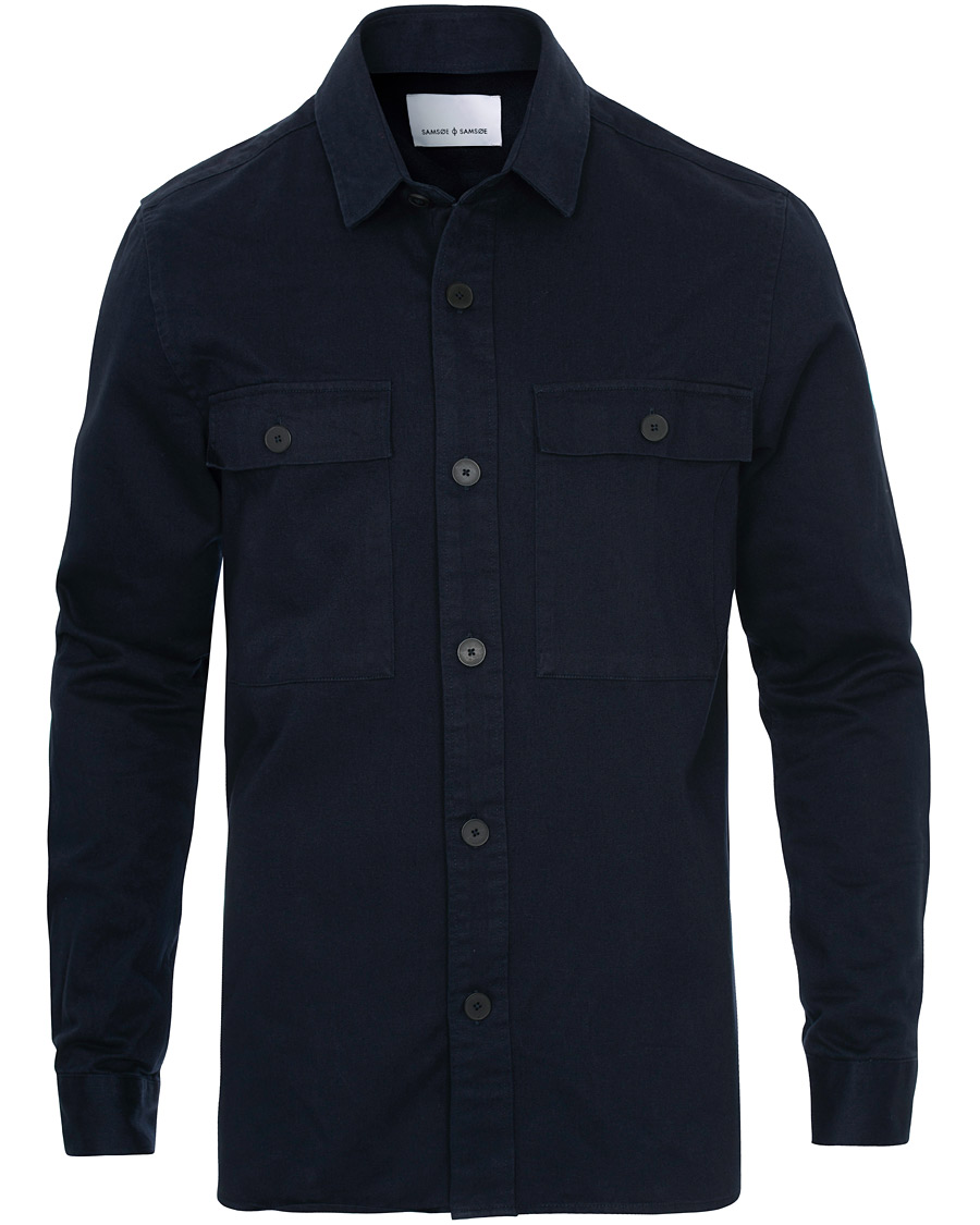 Heren | Overhemden | Samsøe Samsøe | Samsøe & Samsøe Waltones Cotton Overshirt Night Sky