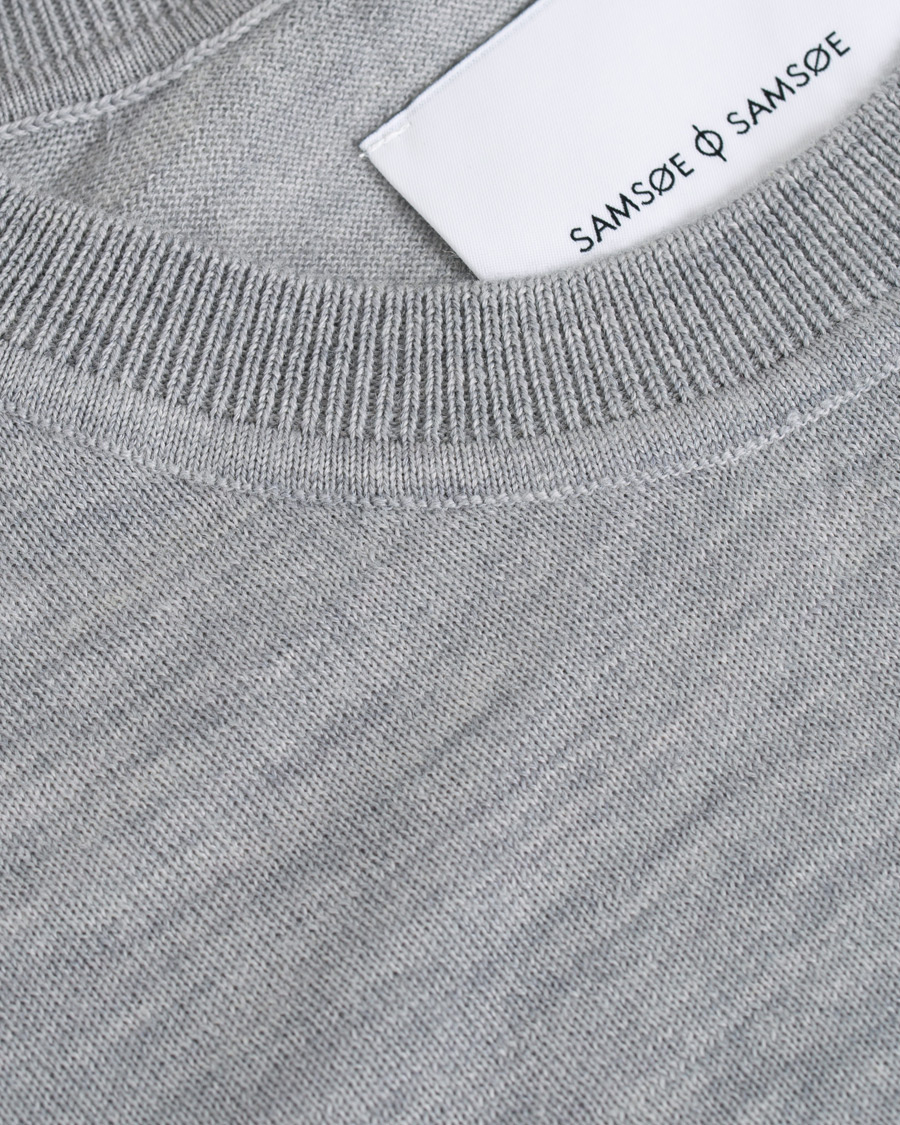 Heren | Truien | Samsøe Samsøe | Samsøe & Samsøe Flemming Superfine Merino Wool Crew Neck Grey Mel