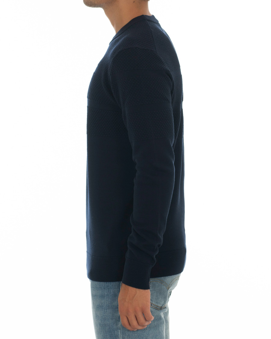 Heren | Truien | Samsøe Samsøe | Samsøe & Samsøe Sei Structured Wool Crew Neck Night Sky