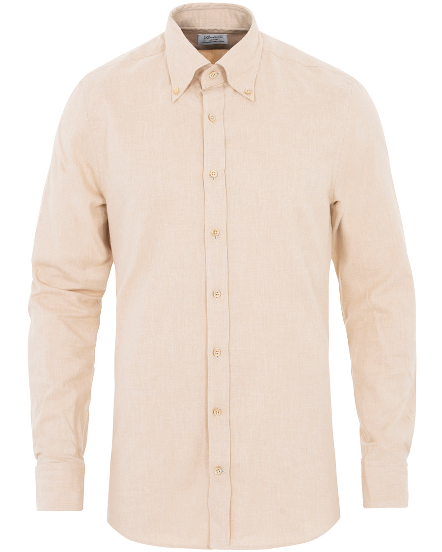 Heren | Overhemden | Stenströms | Slimline Flannel Shirt Beige